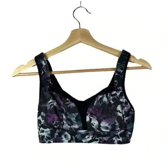 Lululemon Ta Ta Tamer III Biggie Fleur Sombre Caspian Blue Black Sports Bra 4 - Picture 1 of 4
